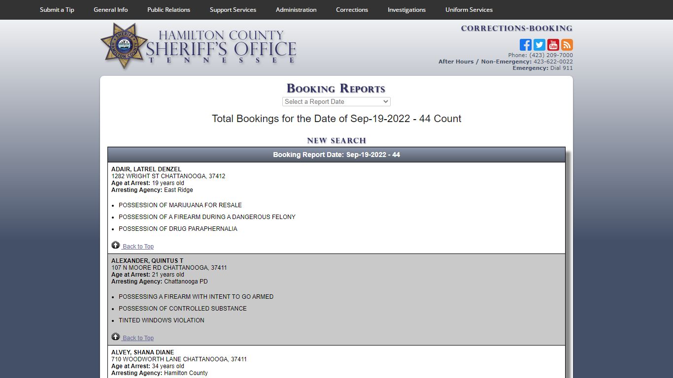 HCSO-Corrections-Booking Reports